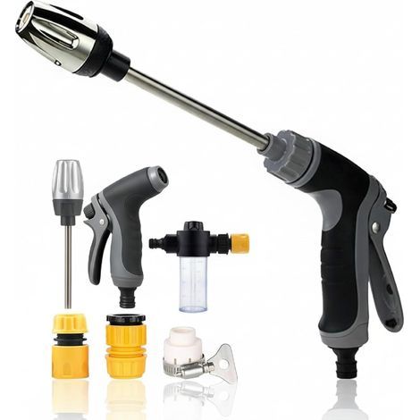 Buse à Eau Haute Pression Lance Pistolet de Nettoyage Haute Pression,Équipé d'une Buse Universelle Et d'un Arrosoir,Réglable et Universelle,pour Allées,Revêtements de Sol,Garages Et Clôtures (1/5)