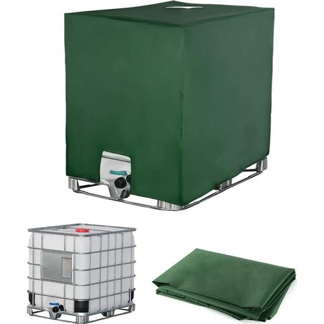 Bache pour Cuve 1000L IBC – 116x100x120 cm – Couvercle imperméable anti-UV & anti-poussière – Vert – Compatible avec bouchon de cuve à eau (1/5)