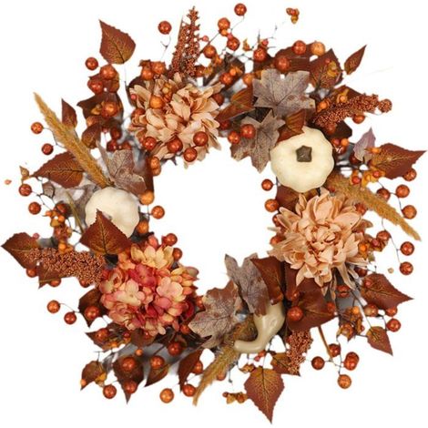 Couronne décorative d'automne - KAGOLOW - 45 cm de diamètre - Rotin naturel tissé à la main - PVC (1/5)