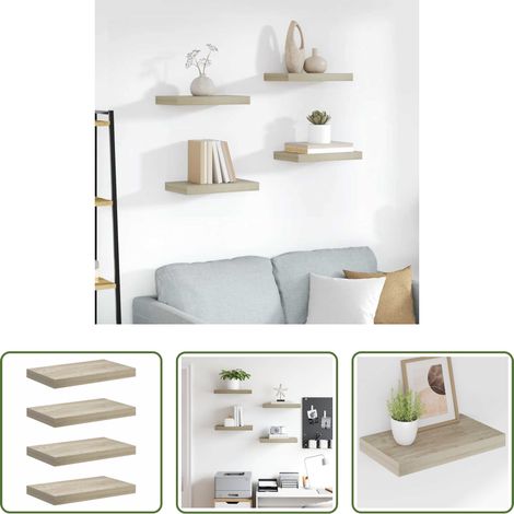 Wandregale - Schwebende Wandregale 4 Stk. Eichefarben 40x23x3,8cm MDF (1/5)