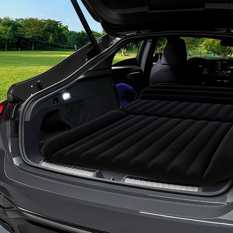Matelas Gonflable SUV pour Camping en Voiture Lit de Voyage Épais avec Pompe à Air Flocage Double Face et Sac de Transport Noir (1/2)