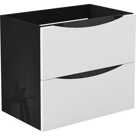 Waschbeckenunterschrank Glänzend Unterschrank Badmöbel Badschrank 50cm Hochglanzschwarz+Mattweiß TYP2 (1/5)