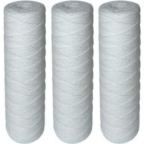Lot de 3 Cartouches Filtrantes Bobinées pour Filtre à Eau – Filtration des Sédiments jusqu’à 25 microns – Format Standard Universel 10" pouces – Durée : 1 an (1/5)