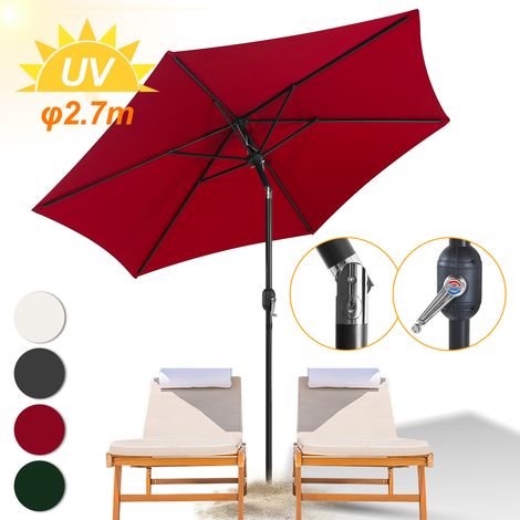 Sonnenschirm, 270 x 270 cm, UPF 30+, Kippbar, Neigefunktion, Wasserabweisend, Rot (1/5)
