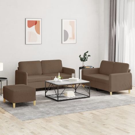 Teenpull – 3-tlg. Sofagarnitur mit Kissen Braun Stoff (1/5)