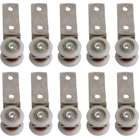 Ulisem 2.5" x 0.75" Corner Roller Block with Metal Bearing and Two Plastic Casters for Sliding Doors and Window Cabinets. (1/4)