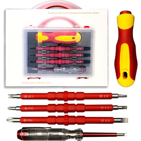Kit de tournevis multifonctions isolé 5 en 1 pour maintenance électronique, lot d'outils de bricolage. (1/5)