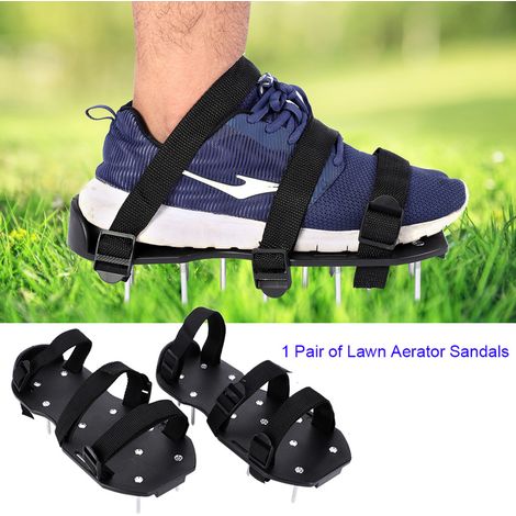 paire de sandales aérateur de pelouse, chaussures à crampons robustes avec boucle en plastique, outil de jardinage (1/5)