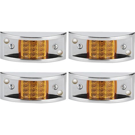 Luz de posición lateral, 4 piezas, 12 LED, 10-30 V, luz de posición lateral cromada, indicador ámbar, distancia libre, lámpara de señal impermeable, repuesto para coche. (1/4)
