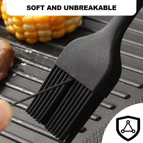 Pennello da cucina, pennello da pasticceria, pennello da pasticceria in silicone, pennelli da barbecue in silicone, per cucinare, barbecue, torte, dolci, nero (1/4)