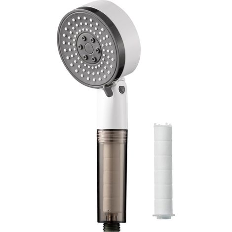 Pommeau Douche Anti Calcaire, 3 Modes Pommeau de Douche avec Filtre,Douchette Douche Salle de Bain, Appuyez sur la Tête de Douche pour arrêter l'Eau​​ (1/5)