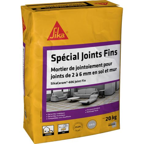 Mortier joints carrelage intérieur et extérieur SIKA SikaCeram-606 Joint Fin - Gris - 20kg (1/2)
