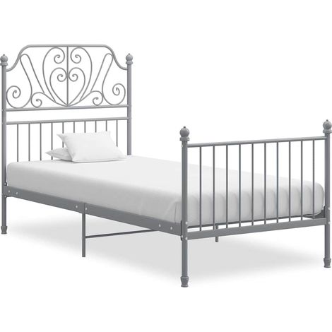 Cadre de lit sans matelas,Structure de lit,Lit Adulte gris métal 100x200 cm (1/5)