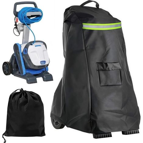 Housse pour robot nettoyeur de piscine , housse de protection pour robot de piscine avec poignée, cordon de serrage, bandes réfléchissantes, housse de protection pour chariot de nettoyage de (1/5)