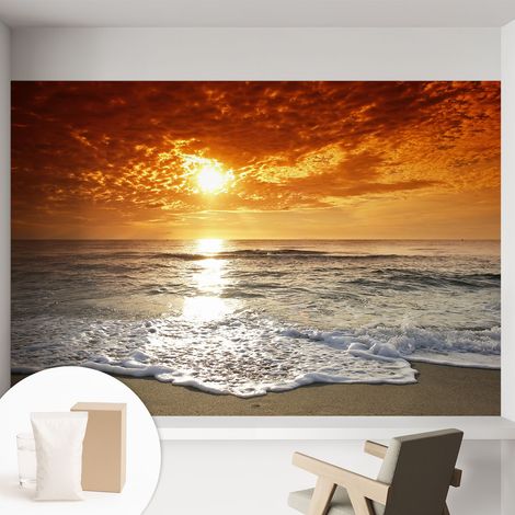 Papier peint décoratif avec colle pour salon, chambre à coucher et bureau – Design moderne et facile à poser Vagues océaniques 152x104 cm (1/5)