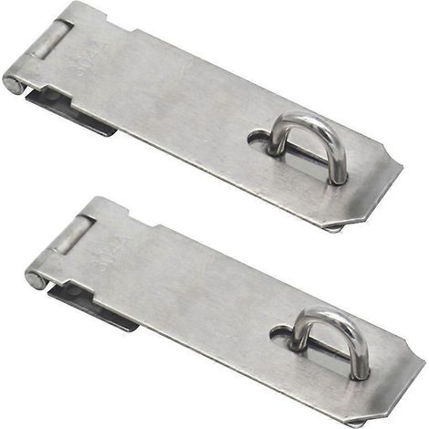 Lot de 2 cadenas de 7,6 cm (3 pouces) avec moraillon, verrou de porte en acier inoxydable pour la fermeture de portes de portail et d'armoires (argenté)-10X3.9cm-Silver (1/3)