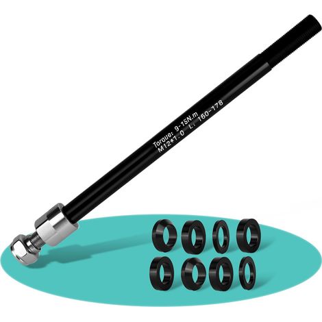 Adaptateur d'axe M12, axe enfichable de 164-174 mm avec adaptateur d'essieu de vélo, axe enfichable, longueur de tige réglable avec la plupart des attelages de remorque de vélo (1/5)