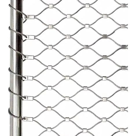Grillage Souple INOX Cable Acier Sécurité Protection Filet Rouleau 304 Inoxydable Corde Mailles Simple Torsion pour Cloture Exterieur Jardin Balcon Voliere Poule Mouton (1/5)