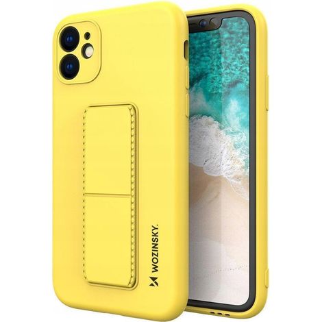 Custodia Wozinsky Kickstand in silicone con supporto per Samsung Galaxy A22 4G, colore giallo. (1/5)