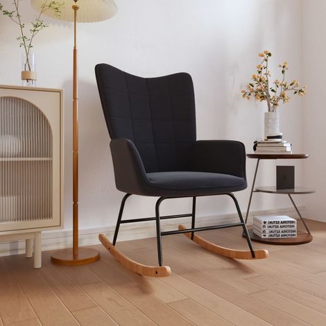 Chaise à bascule Rocking chair Fauteuil à bascule Fauteuil de relaxation Noir Tissu BSRHS361860 (1/5)