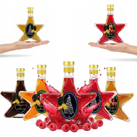 5 Flaschen 200ml weihnachtlich dekorierte Flaschen mit Sternenmotiv für Weihnachtstinkturen (1/5)