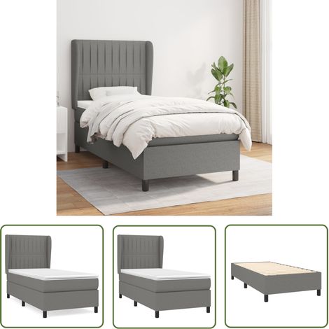 The Living Store Boxspringbett mit Matratze Dunkelgrau 90x190 cm Stoff - Boxspringbett - Doppelbett - Bettenrahmen - Matratze - Nachttisch (1/5)