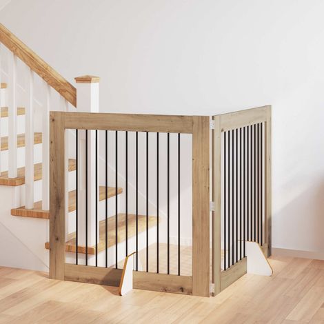 vidaXL Porte de chien pliable avec supports 2 pcs Chêne artisanal