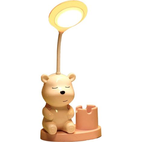 Wiederaufladbare, pinkfarbene LED-Tischlampe mit Stifthalter über USB (1/5)
