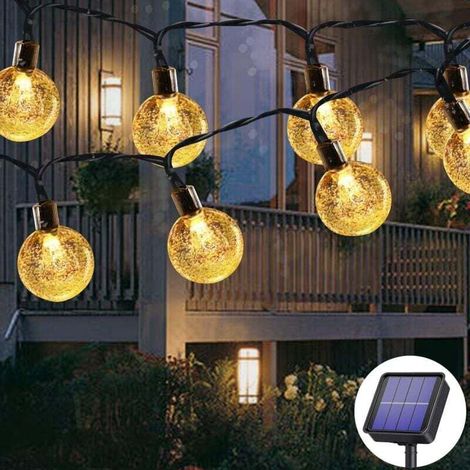 Lampes solaires d'extérieur Ulisem, 50 LED, 7 m, 8 modes, étanches, à énergie solaire, pour jardin, arbres, terrasse, Noël, mariage, fête (blanc chaud) (1/4)