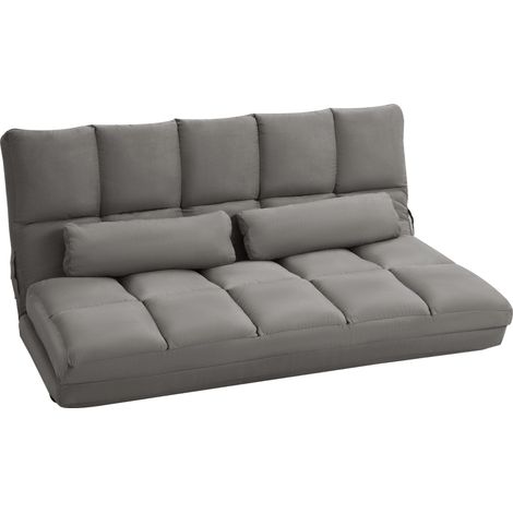 2-in-1-Sofa mit 7-fach verstellbarer Rückenlehne und Kissen, 130 x 73 x 60 cm (Carbongrau)