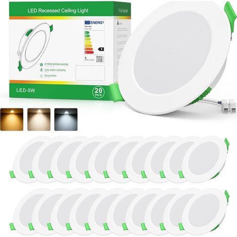 Spot LED Encastrable Dimmable 6pcs, 5W Spot LED Encastrable 3 Températures 2700K/4000K/6000K, Spot Extra Plat 24mm, Spot Salle de Bain IP44, Trou 68–75mm, Spots de Plafond LED 230V pour Cuisine Salon
