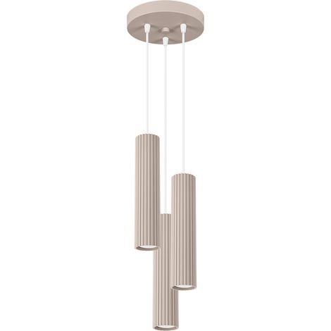 Moderne runde Pendelleuchte Ø20cm drei gewellte Taupe-Röhren 3xGU10 10W KARBON Sollux Lighting (1/5)