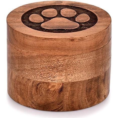 Urne funéraire décorative en bois d'acacia - Urne funéraire pour cendres - Convient aux chiens et aux chats - 8,9 x 8,9 x 6,4 cm (1/5)