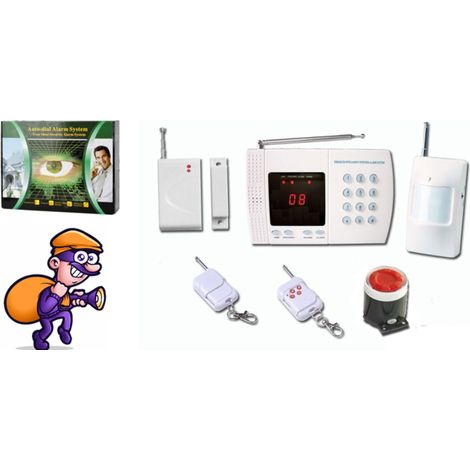 TrAdE Shop Traesio - Kit Allarme Antifurto Casa Ufficio Centralina Wireless Digitale Display Telefono - (1/2)