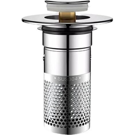 [NEVER USED] Stainless steel leak-proof sink stopper, 1 piece, odor-proof, bouncy core, universal push-type sink drain