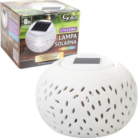 Weißer Keramik-Kerzenhalter mit solarbetriebener, farbwechselnder LED-Lampe (1/5)