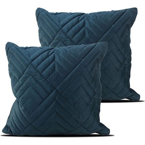 Coussin d'assise - JUANIO - 45x45 cm - Lot de 2 - Effet matelassé - Bleu (1/2)