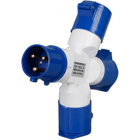 Adaptateur répartiteur de branchement électrique 16 A pour caravanes de camping (prise simple vers prise double/triple), (1/5)