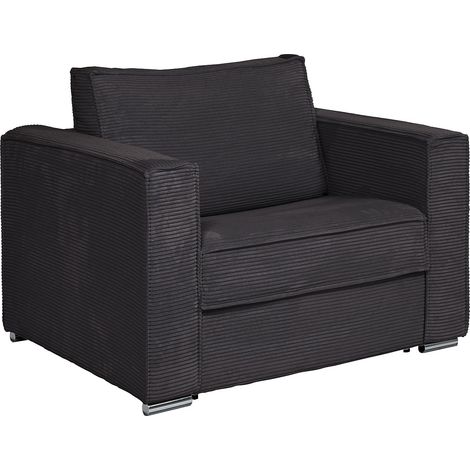 Poltrona letto a ribalta Posto letto 70 cm Materasso 14 cm in Velluto a coste Antracite  - LORETO