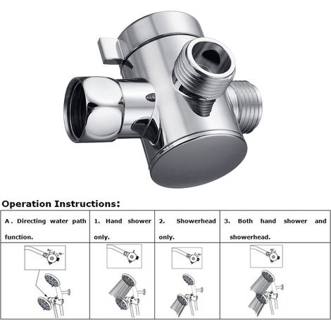 Support de Valve de dérivation de douche à 3 voies G1/2, séparateur de bras portatif, Chrome poli, système de salle de bains, pièce de rechange (1/5)