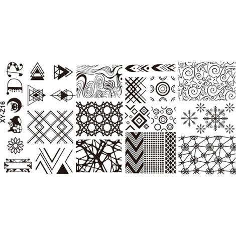 Plaque de stamping ongles rectangle acier inoxydable z16 - Gabarit DIY manucure impression image template (1/3)