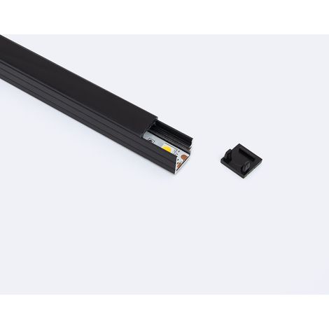 Profilo Alluminio Superficie 2m per Striscia LED fino a 8mm Nero 2 m Nero traslucido (1/4)