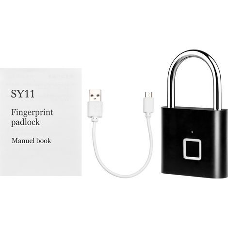 Cadenas intelligent à empreintes digitales, rechargeable, sans clé, 20 empreintes digitales, code Morse, déverrouillage d'urgence, IP56, antivol, sécurité, porte, bagages, sac à dos (1/5)