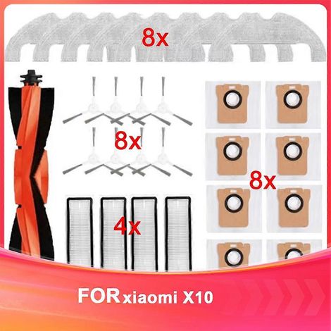 Filtre pour aspirateur brosse pour aspirateur Filtre de brosse pour aspirateur filtre de avec Xiaomi Robot Aspirateur X10 Accessoires Main Side Brosse HEPA Filtre Serpillière Cloth Sac à poussière de (1/5)