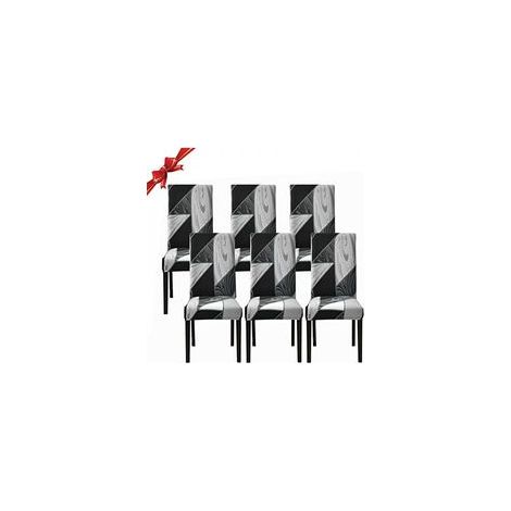 Lot de 6 housses de chaise de salle à manger extensibles (noir géométrique, lot de 6), housses de chaise lavables universs, housses de chaise faciles à nettoyer pour décor de salle à manger d'hôtel, r