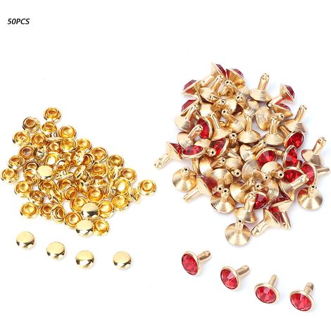 50 Rivets Strass Cristal 8mm Décoratifs DIY Chaussures Cuir Vêtements Clous (Cristal Rouge) (1/5)