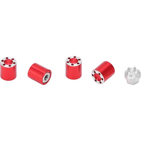 Écrou de moyeu SCX24 en alliage d'aluminium résistant à l'usure, durable, haute simulation et haute précision pour roue RC 1/24 Axial rouge (1/5)