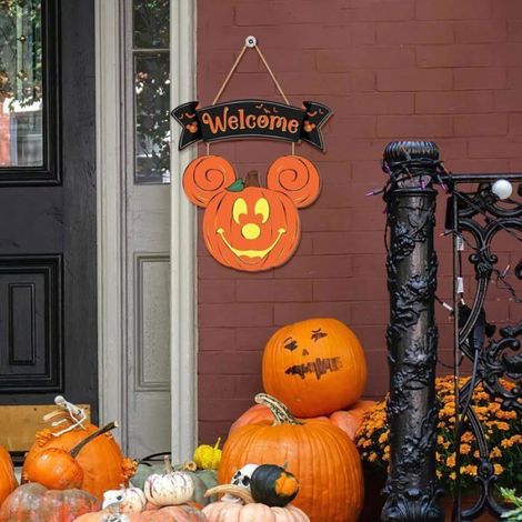 Panneau D'Halloween - Décoration De Porte En Pvc Avec Citrouille - Pour Entrée Jardin Bar - 1 Pièce (1/5)