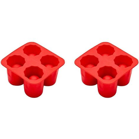 Moule à glaçons en silicone en forme de 4 tasses, bac à glaçons rouge -- (1/5)