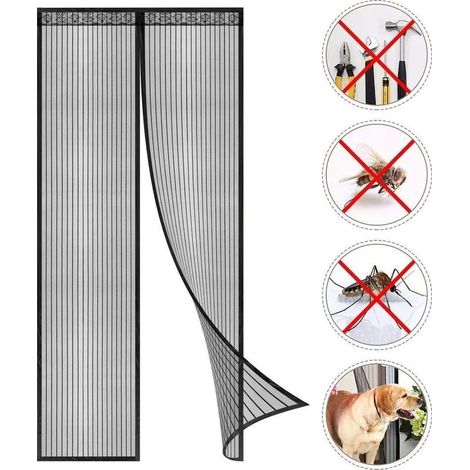 Moustiquaire de fenêtre à fermeture aimantée Maille ultra fine Installation sans outil Dimensions 90 x 210 cm Fibre de polyester durable (1/4)
